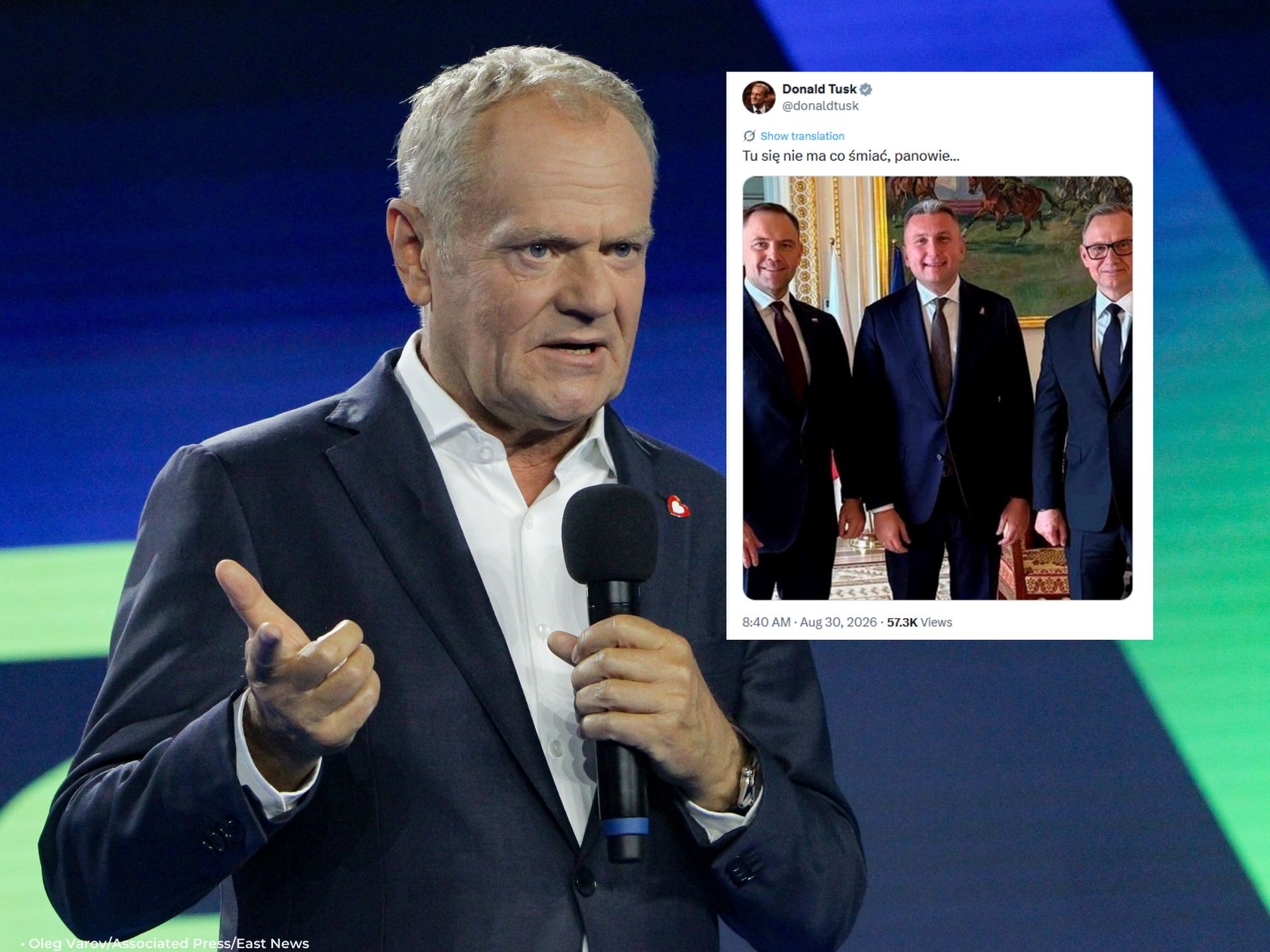 Zdjęcie do aktualności: "Nie ma się co śmiać". Tusk wbija szpilkę Nawrockiemu i Dudzie