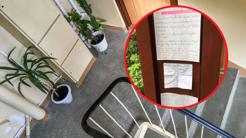 Wywiesił kartkę na klatce schodowej