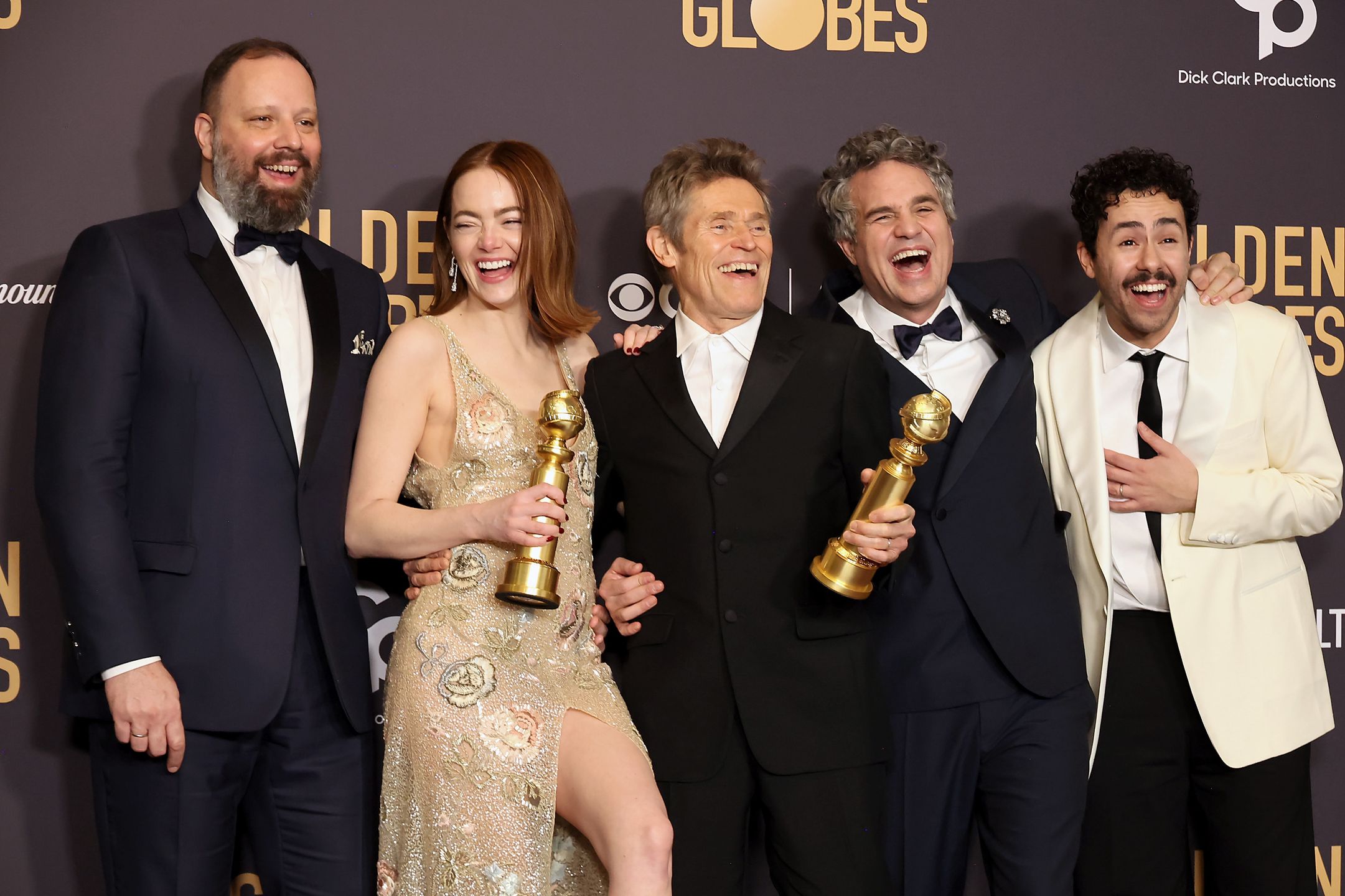 Yorgos Lanthimos, Emma Stone, Willem Dafoe, Mark Ruffalo i Ramy Youssef