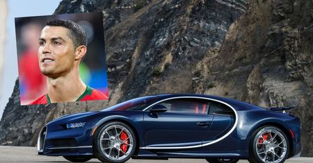 Cristiano Ronaldo chwali się swoim bugatti chironem. Bok zdobi napis CR7