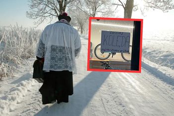 Wywiesili kartkę o kolędzie na sklepie. Ksiądz aż zrobił zdjęcie