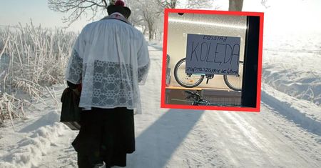 Wywiesili kartkę o kolędzie na sklepie. Ksiądz aż zrobił zdjęcie
