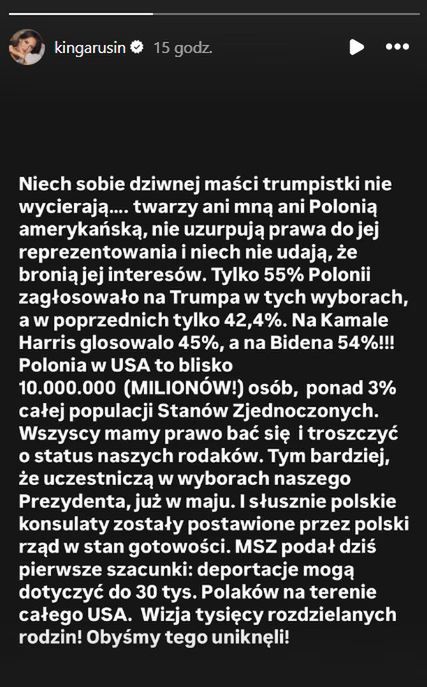 Kinga Rusin krytykuje sławne kobiety, popierające Donalda Trumpa