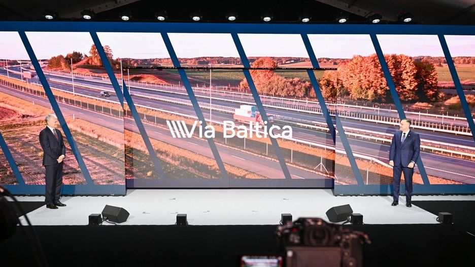 Prezydenci Polski i Litwy podczas uroczystego otwarcia Via Baltica