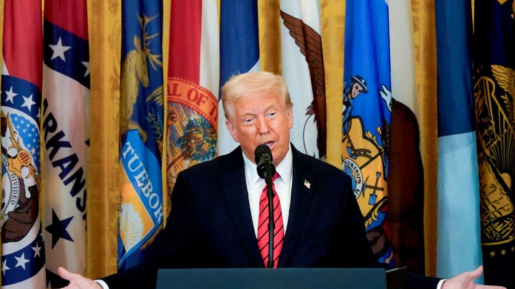 Trump Set To Sign Executive Order To Dismantle Education DepartmentUS President Donald Trump speaks during an executive order signing in the East Room of the White House in Washington, DC, US, on Thursday, March 20, 2025. Trump is expected to sign an executive action formally asking officials to take steps to dismantle the Department of Education, his latest effort to reduce the size of the federal government and its workforce. Photographer: Kent Nishimura/Bloomberg via Getty ImagesBloomberg2025uspolitics, north american, eo signing, u.s. government, us, united states of america, americas, education dept, u.s. department of education, government news, u.s.a., american