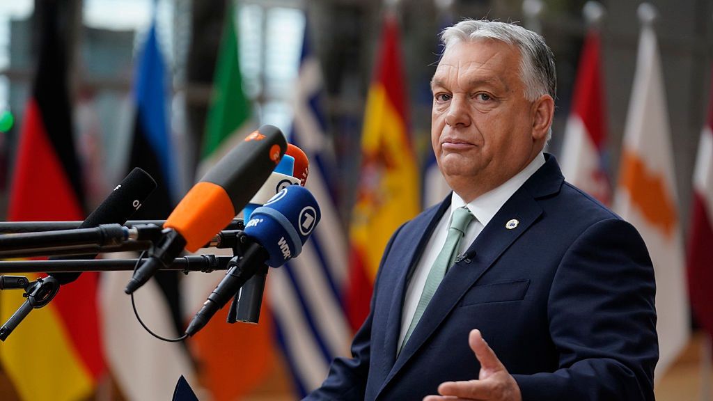 European Council Convenes In Brussels
BRUSSELS, BELGIUM - JUNE 26:  Prime Minister of Hungary Viktor Orban talks with media at European Council on June 26, 2025 in Brussels, Belgium. Leaders from the European Union are meeting in Brussels to discuss the ongoing conflicts in Ukraine and the Middle East, as well as migration and European defence and security. (Photo by Pier Marco Tacca/Getty Images)
Pier Marco Tacca