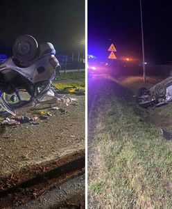 Wypadek pod Toruniem. Dwa auta dachowały