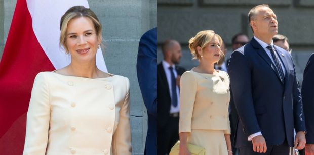 Marta i Karol Nawroccy z oficjalną wizytą w Szwajcarii. Pierwsza dama postawiła na dyplomatyczną klasykę (FOTO)