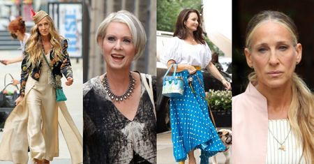 Sarah Jessica Parker, Cynthia Nixon i Kristin Davis zadają szyku na planie "And Just Like That". Udane stylizacje? (ZDJĘCIA)