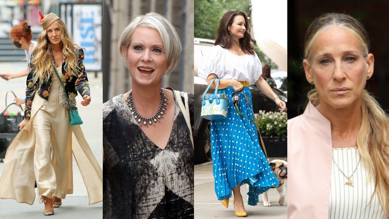 Sarah Jessica Parker, Cynthia Nixon i Kristin Davis zadają szyku na planie "And Just Like That". Udane stylizacje? (ZDJĘCIA)