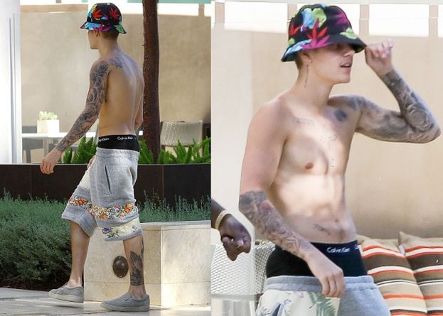 Bieber chodzi po ulicy bez koszulki... (FOTO)