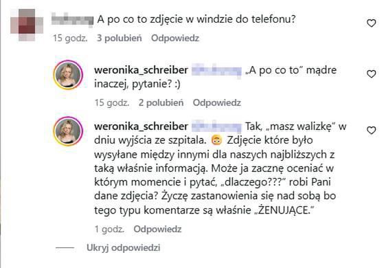 Odpowiedzi Weroniki Schreiber na komentarz