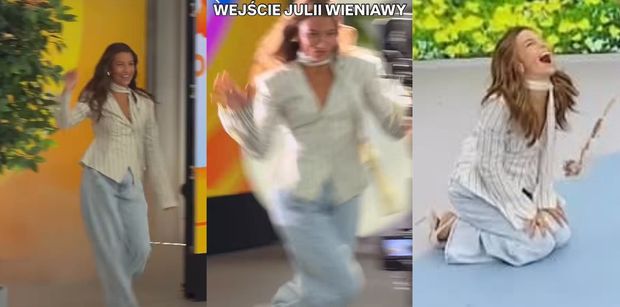 Julia Wieniawa WYWINĘŁA ORŁA na żywo w "Halo tu Polsat" i wylądowała NA KOLANACH. "Tak się robi ZASIĘGI". Wybrnęła? (WIDEO)