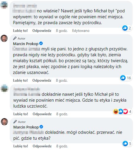 Marcin Prokop odpowiada na komentarze pod swoim oświadczeniem