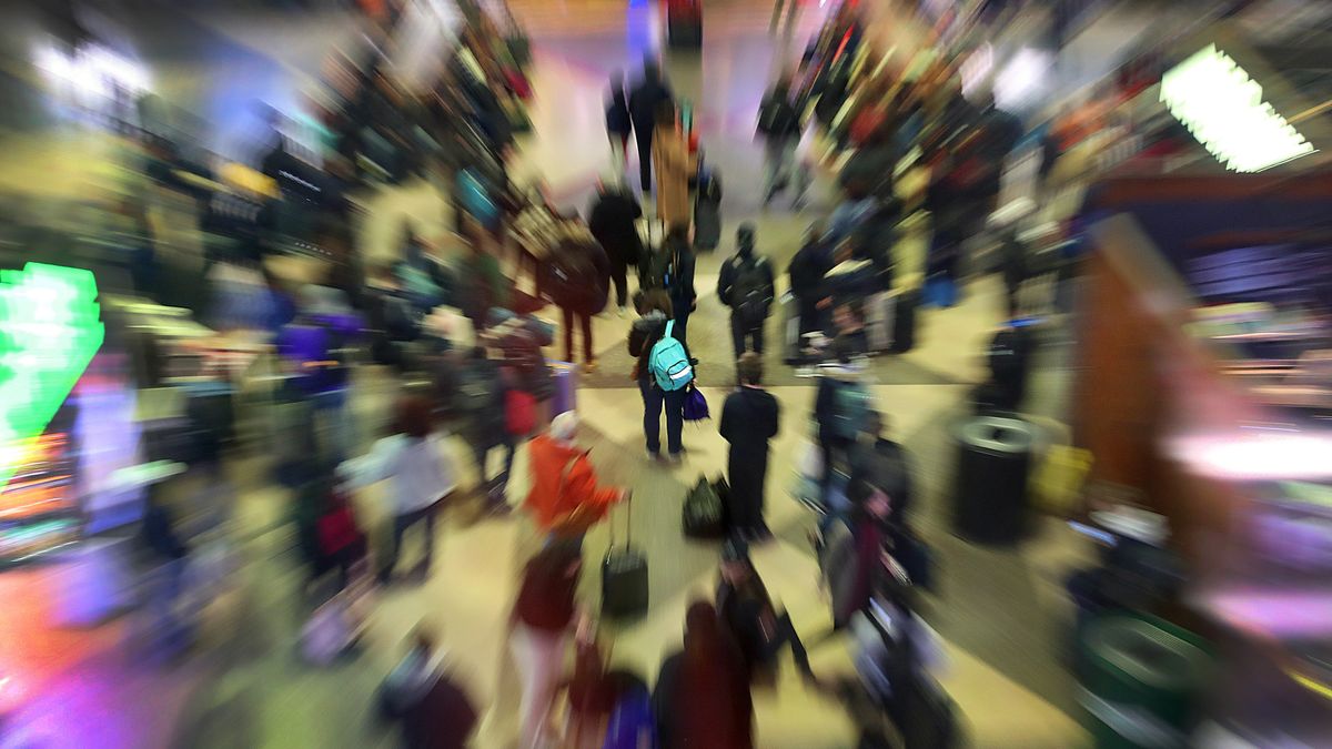 Boston, MA - November 22: The mass exodus of Thanksgiving travelers began as South Station was filled with people taking trains to various parts of the Northeast. (Photo by John Tlumacki/The Boston Globe via Getty Images)