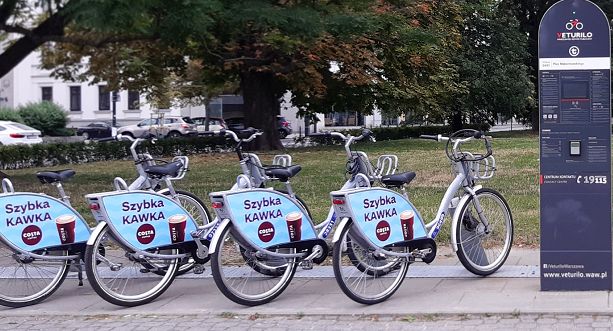 Costa Coffee reklamuje się w aplikacji mobilnej Nextbike