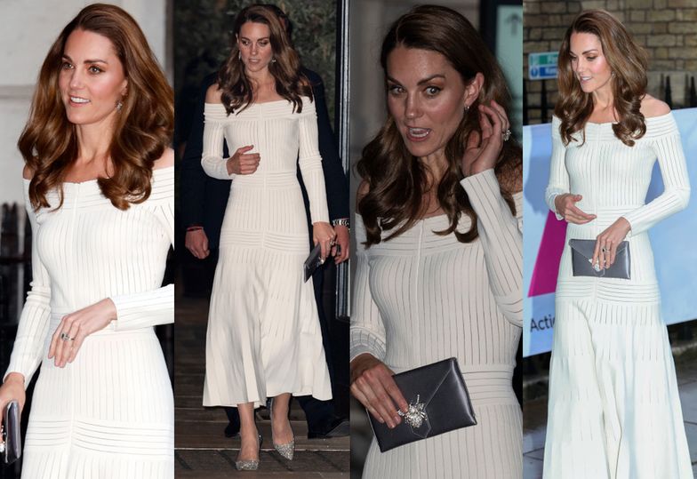 Oszałamiająca Kate Middleton przybywa na charytatywną galę w kryształowych pantofelkach i diamentowych kolczykach za 16 tysięcy