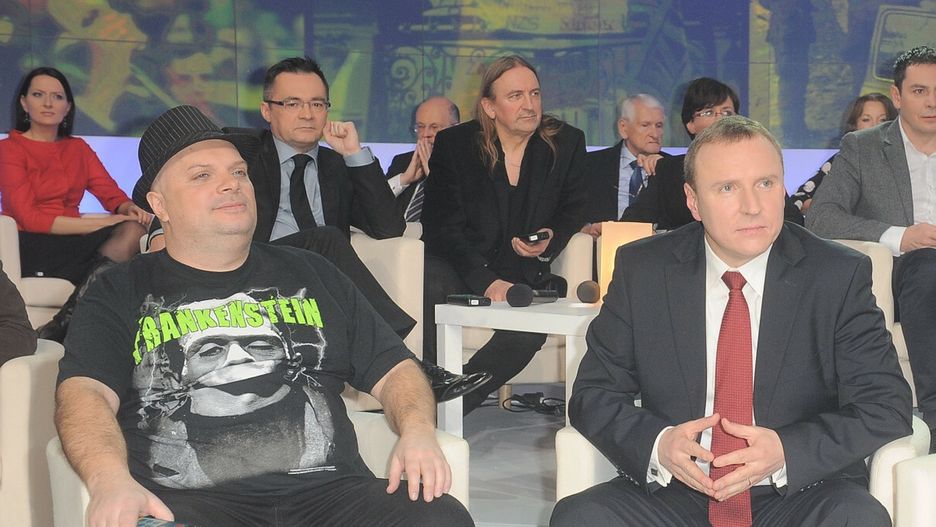 Krzysztof Skiba i Jacek Kurski w programie "Wielki test z historii w TVP", 2011 r.