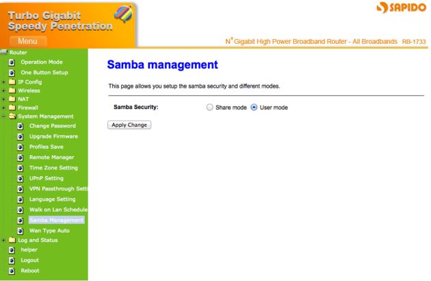 SAPIDO Turbo Gigabit Router RB-1733