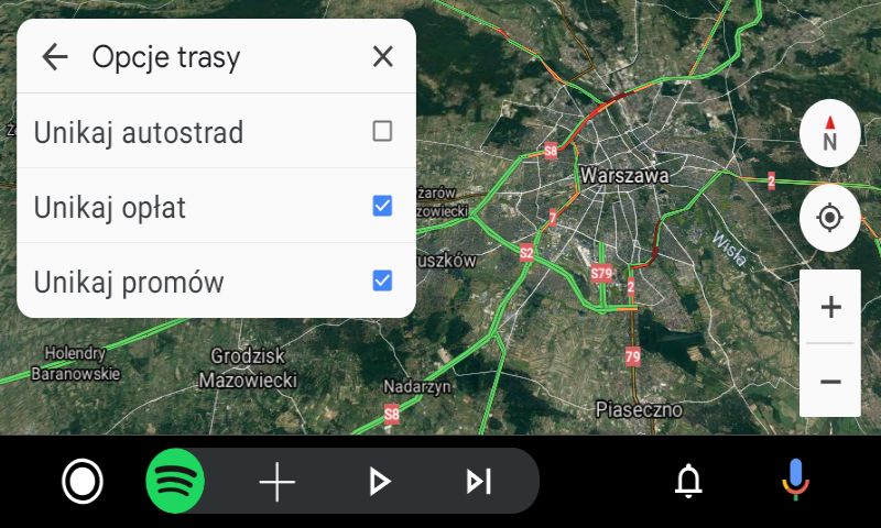 W samochodzie także można zmieniać preferencje planowania tras.