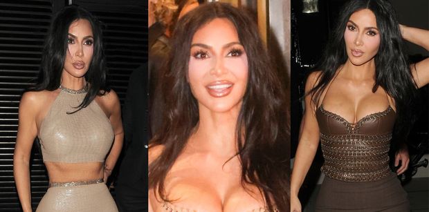 Kim Kardashian przebierała się TRZY RAZY na imprezie na SWOJĄ CZEŚĆ. Pokazała bujny DEKOLT i MIĘŚNIE brzucha (ZDJĘCIA)