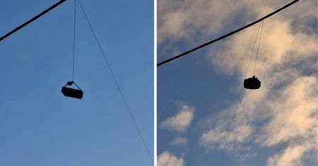 Balon ze skrzynkami na liniach energetycznych. Oto, co w nich było