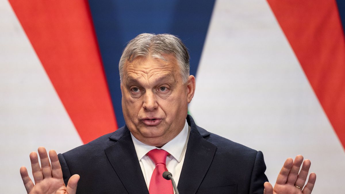 BUDAPEST, HUNGARY - JANUARY 16: Viktor Orban, Hungary's prime minister, speaks during a news conference with Robert Fico, Slovakia's prime minister, not pictured on January 16, 2024 in Budapest, Hungary. Slovakia's recently elected populist prime minister visits his Hungarian counterpart in Budapest, his second official trip since taking office last September. (Photo by Janos Kummer/Getty Images)