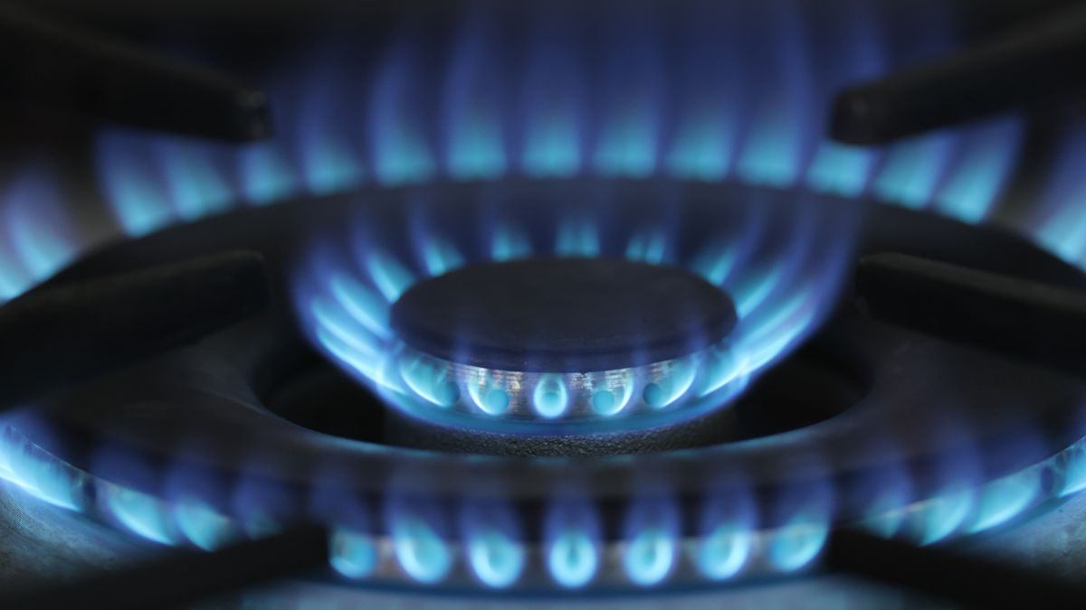 BERLIN, GERMANY - NOVEMBER 03: In this photo illustration flames burn blue from a natural gas-powered kitchen stove on November 03, 2021 in Berlin, Germany. Natural gas prices have risen dramatically in Europe and Germany over recent months, leading to a corresponding sharp rise in electricity prices. (Photo by Sean Gallup/Getty Images)