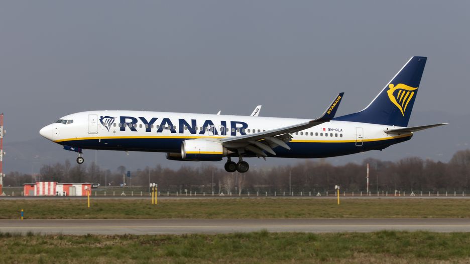 BERGAMO, ITALY - 2023/03/04: A Ryanair (Malta Air) Boeing 737-800 landing at Milan Bergamo Orio al Serio airport, Orio al Serio International Airport is the third busiest international airport in Italy,. It is near to Bergamo and 45 km ( north-east of Milan, where it operates alongside Malpensa Airport and Linate Airport, the city's other two primary airports. The airport served almost 13 million passengers in 2018.
The airport is managed by SACBO, a company partially owned by SEA  Aeroporti di Milano, the operator of Linate and Malpensa airports. (Photo by Fabrizio Gandolfo/SOPA Images/LightRocket via Getty Images)