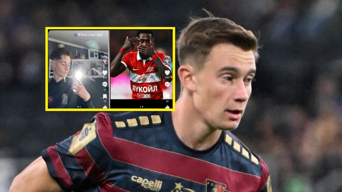 Na zdjęciu: Adrian Przyborek, w ramce zrzut ekranu z jego filmiku w mediach społecznościowych