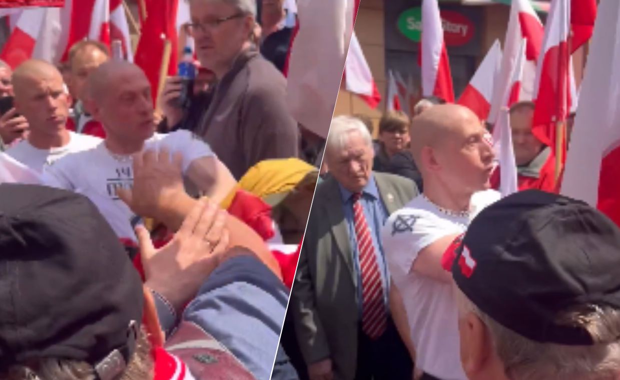 Neonaziści na marszu Nawrockiego. Interweniowała policja