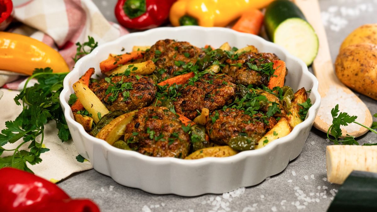 Pieczone kotlety z warzywami