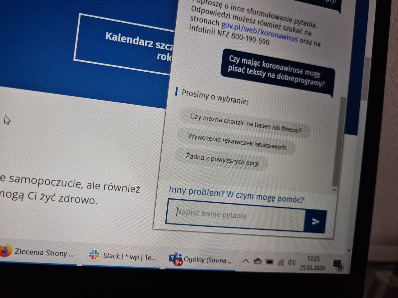 Ministerstwo Zdrowia i asystent, który odpowie na pytania ws. koronawirusa. W teorii