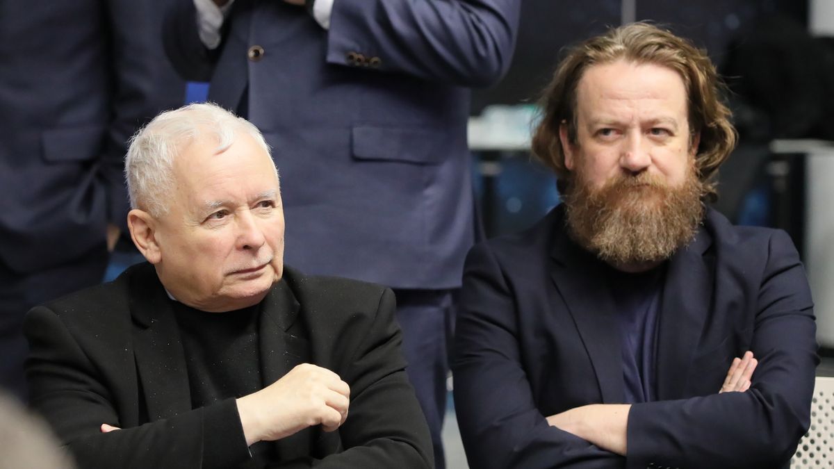 Prezes PiS Jarosław Kaczyński i prezes TVP Mateusz Matyszkowicz
