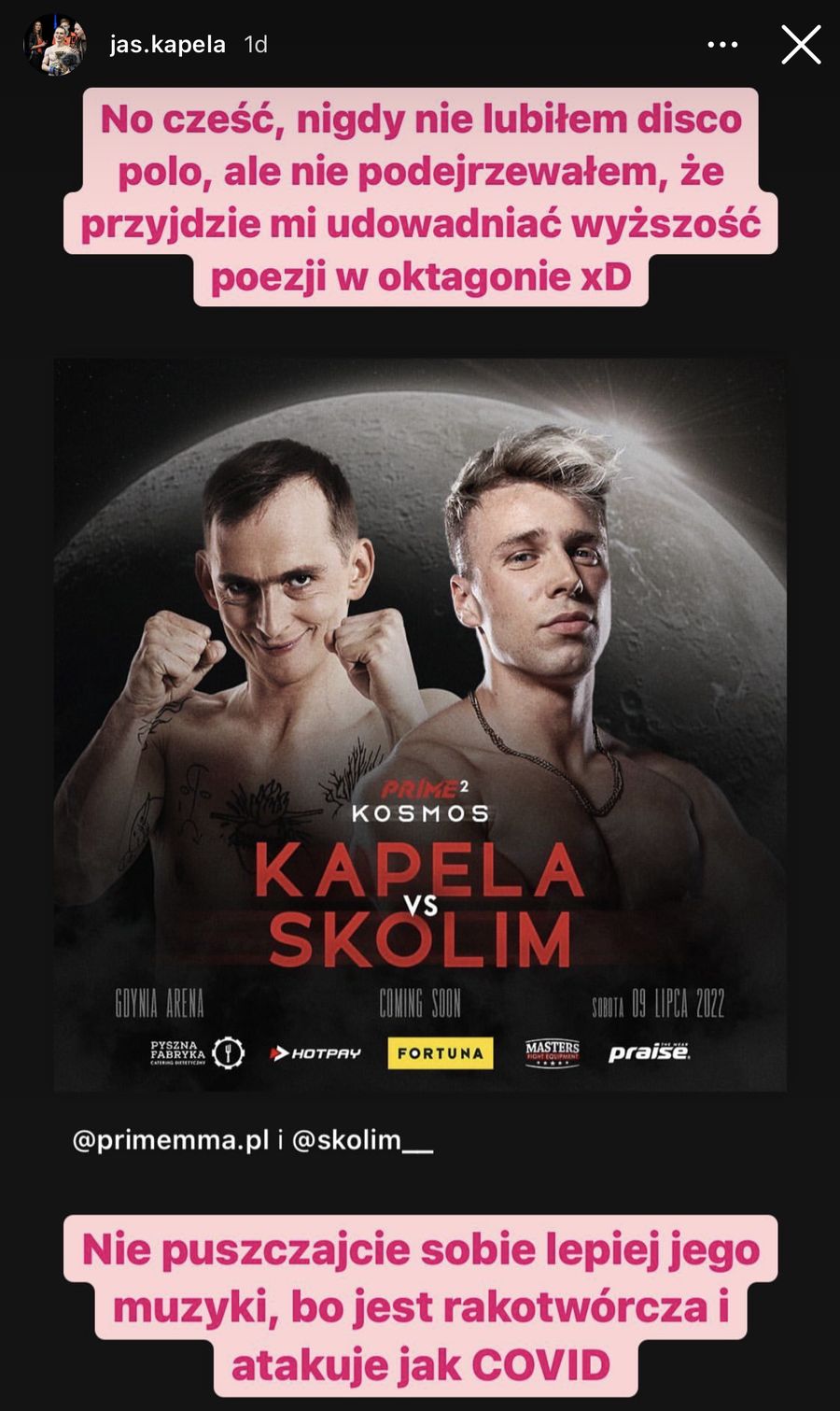 Stories Jasia Kapeli o Prime MMA 2