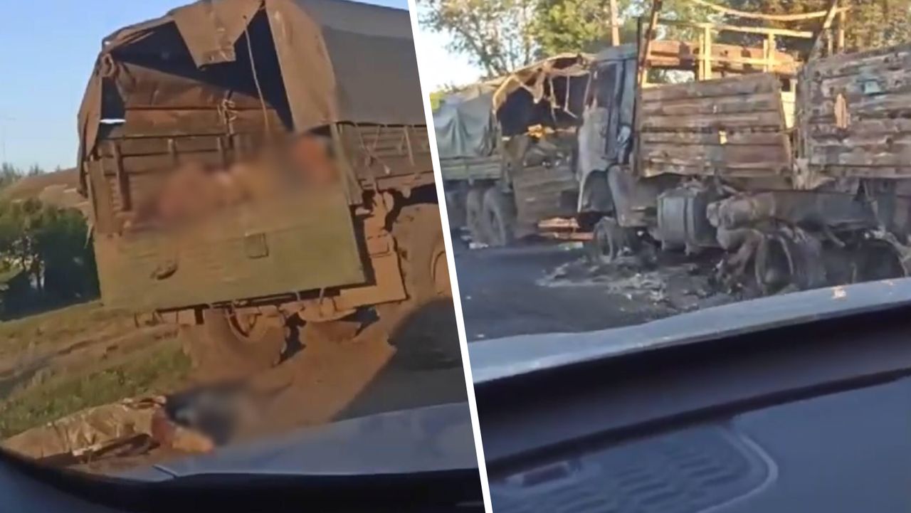 Russian convoy decimated by Ukrainian forces near Kursk