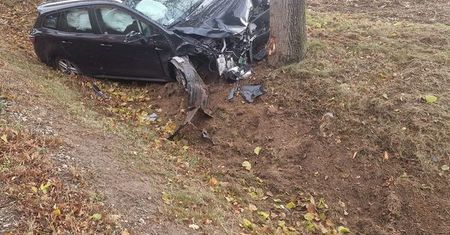 Zjechał do rowu i uderzył w drzewo - zdarzenie drogowe w Brzechowie