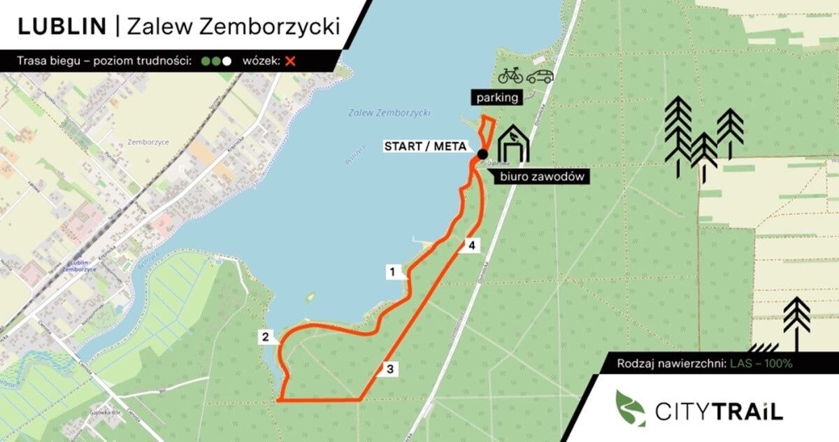 Trasa biegu CITY TRAIL nad Zalewem Zemborzyckim