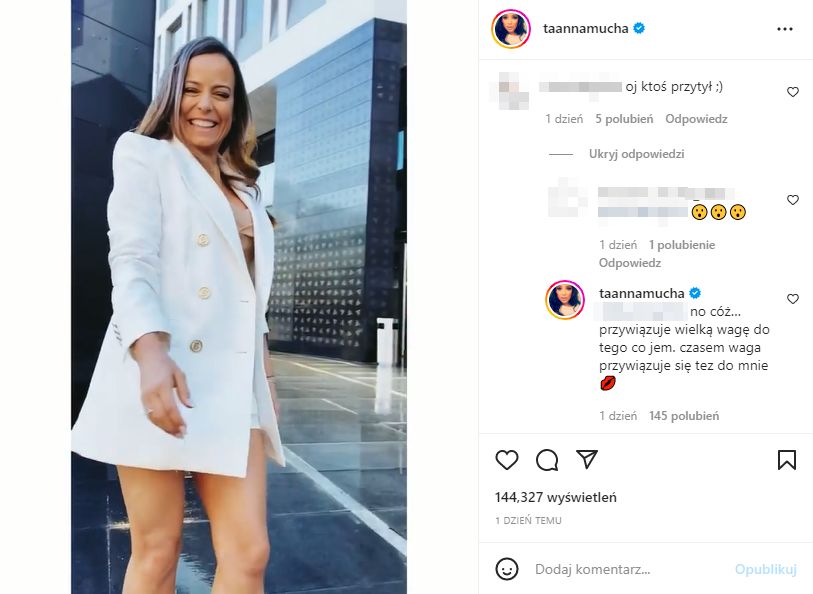Anna Mucha odpowiada na przytyk internauty