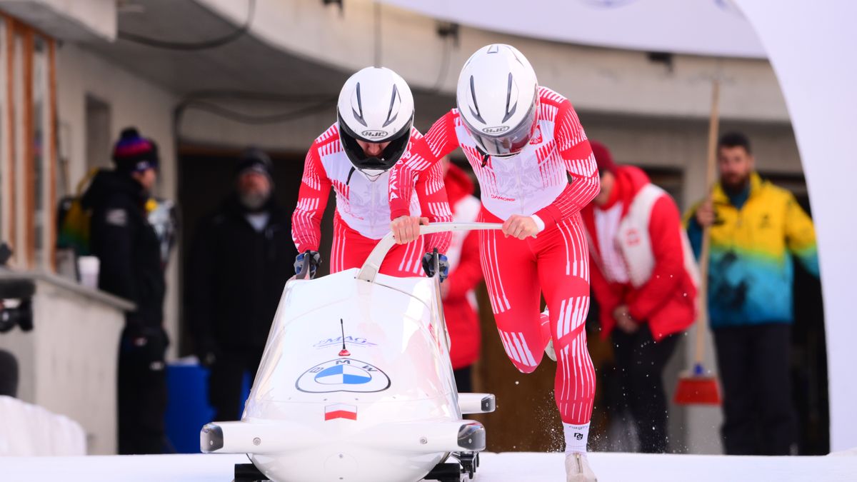ST MORITZ, SWITZERLAND - FEBRUARY 03: Weiszewski Linda, Zandecka Marika of Poland in action during the women's 2-man bobsleigh final of the BMW IBSF Bobsleigh and Skeleton World Championship 2023 at Olympia Bob Run St. MoritzCelerina on February 3, 2023 in St Moritz, Switzerland. (Photo by Andrea Bruno Diodato/DeFodi Images via Getty Images)