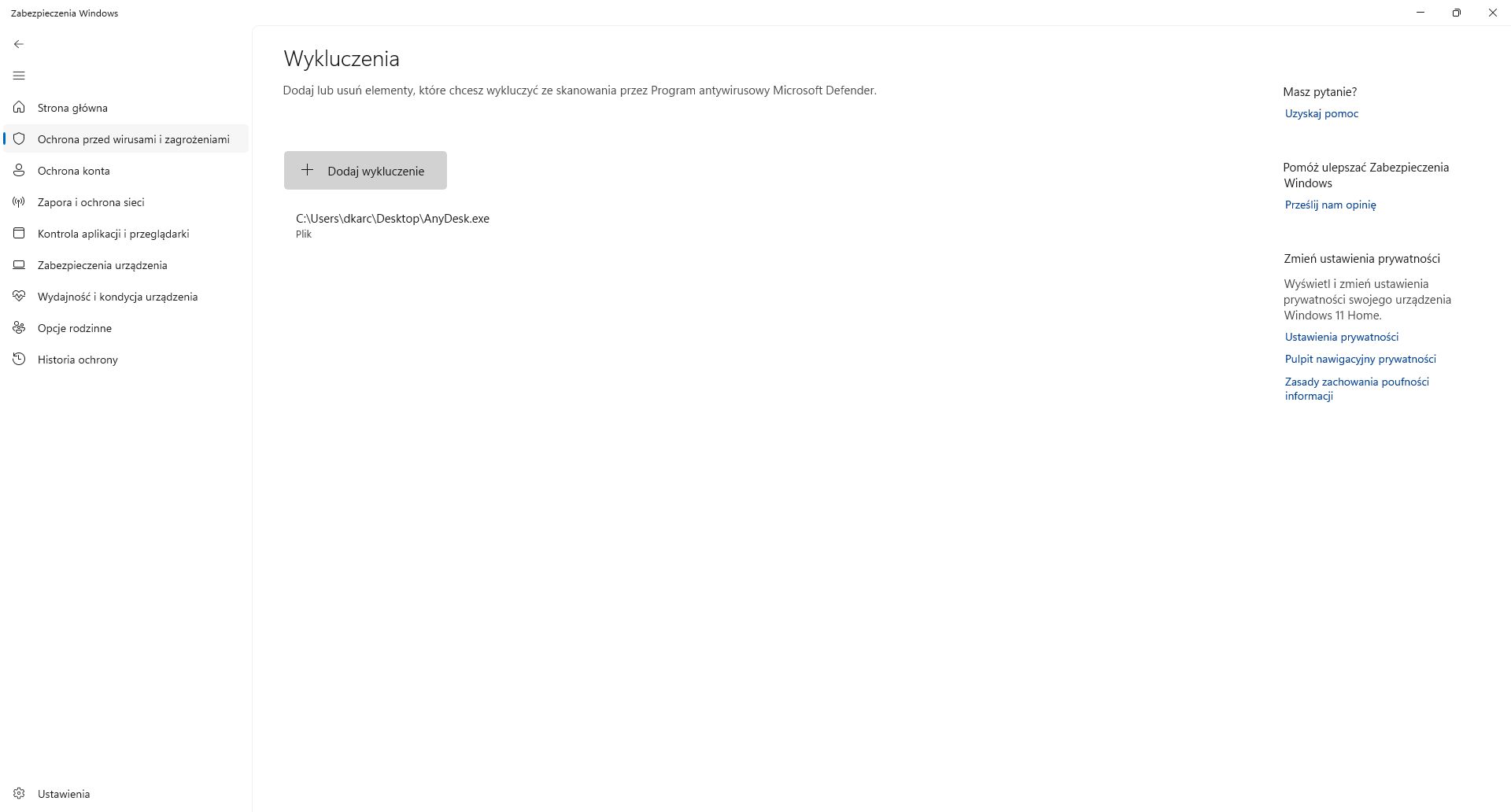 Jak dodać wyjątki (foldery lub pliki) do Microsoft Defender?