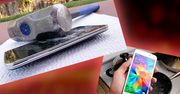 Wybuchowy Galaxy S5 pod młotkiem i w garnku z gotującą się wodą