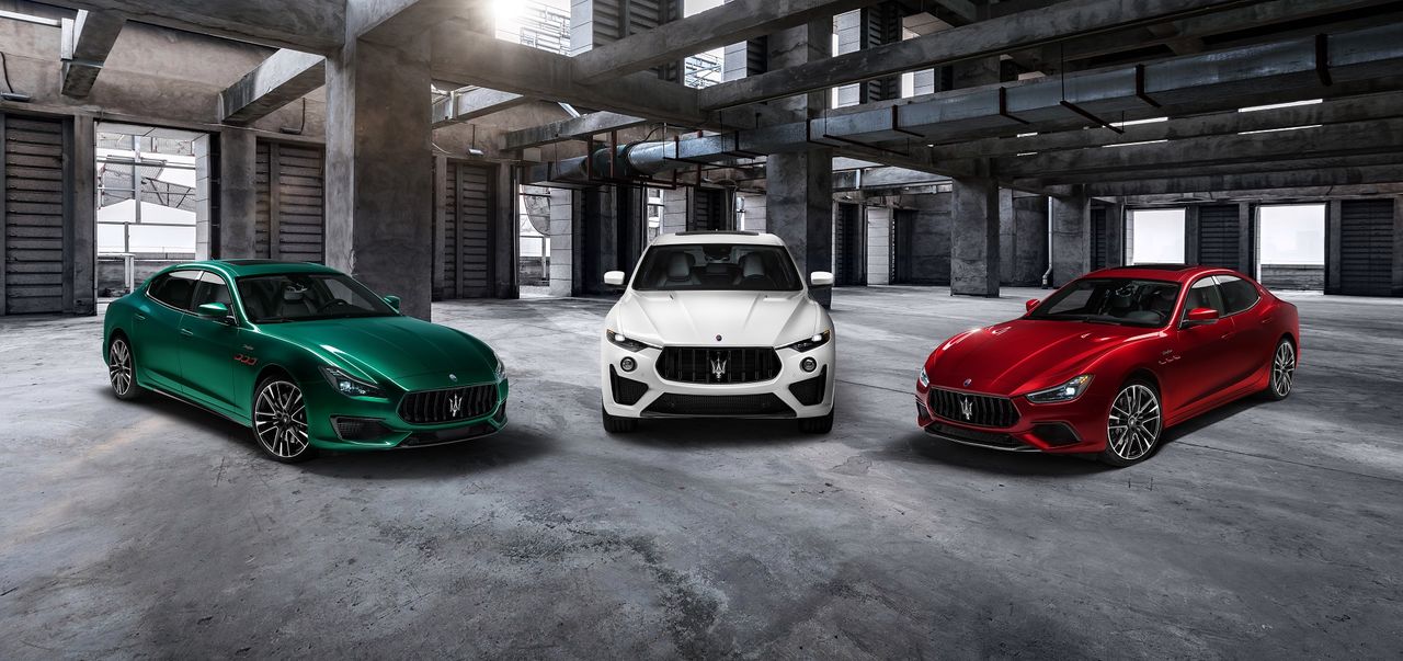 Od lewej: Maserati Quattroporte Trofeo, Levante Trofeo i Ghibli Trofeo (2020) (fot. Maserati)