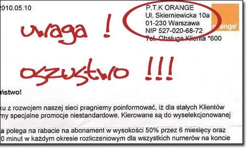 Uwaga na fałszywe faktury podszywające się pod Orange!