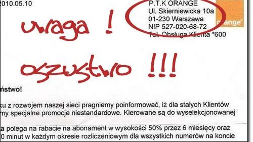 Uwaga na fałszywe faktury podszywające się pod Orange! 1