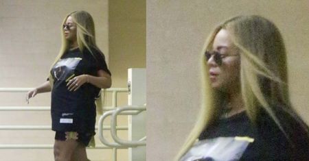 Beyonce z wielkim brzuchem i doczepianymi włosami w drodze do szpitala (ZDJĘCIA)