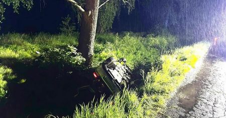 Samochód wpadł do rowu i dachował. Trzy nastolatki w szpitalu