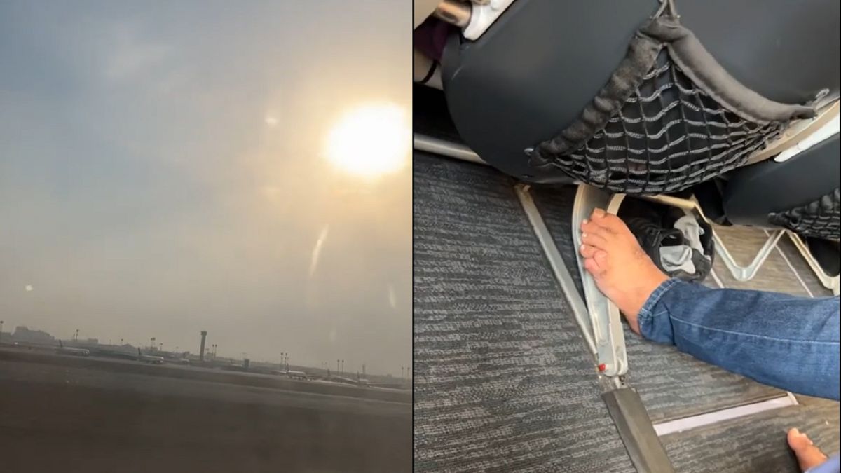 Pasażer pokazał wszystkim stopy.