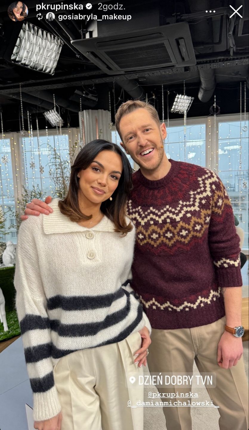 Paulina Krupińska w modnym swetrze na planie "DDTVN"