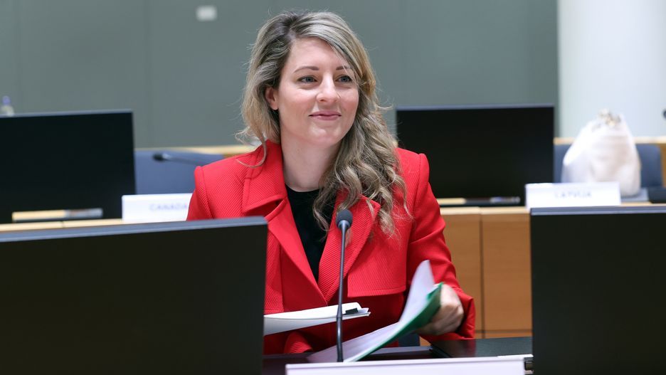 BRUSSELS, BELGIUM - MAY 16: Canada's Foreign Minister Melanie Joly attends EU-Canada Joint Ministerial Committee meeting in Brussels, Belgium on May 16, 2022. (Photo by Dursun Aydemir/Anadolu Agency via Getty Images)